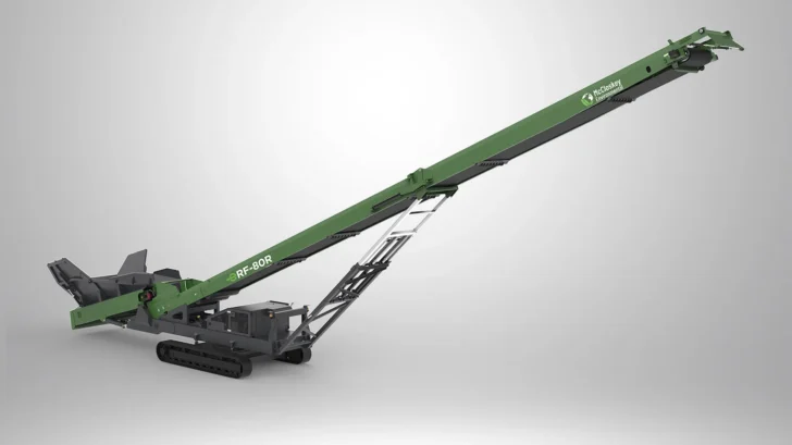 ERF-80R with 80′ conveyor and 360° radial stockpiling capability