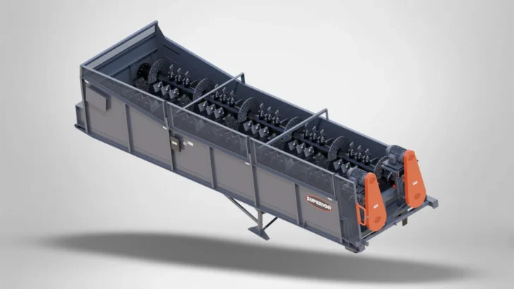 Superior Blade Mill Washer product rendering with twin shaft paddle design