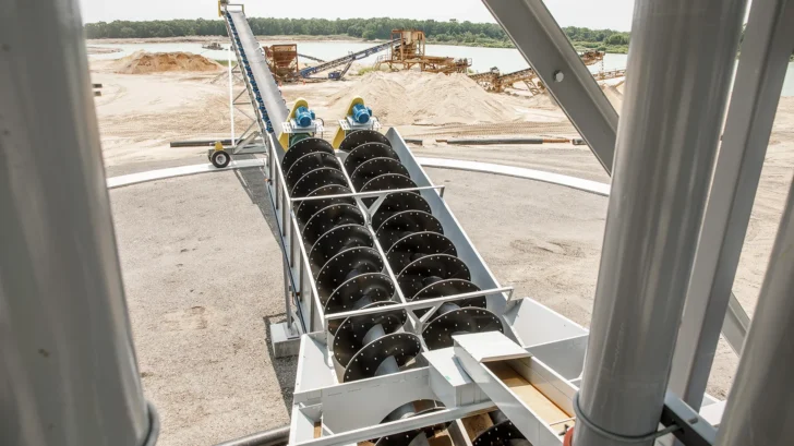 Twin screw used for sand washing and classification